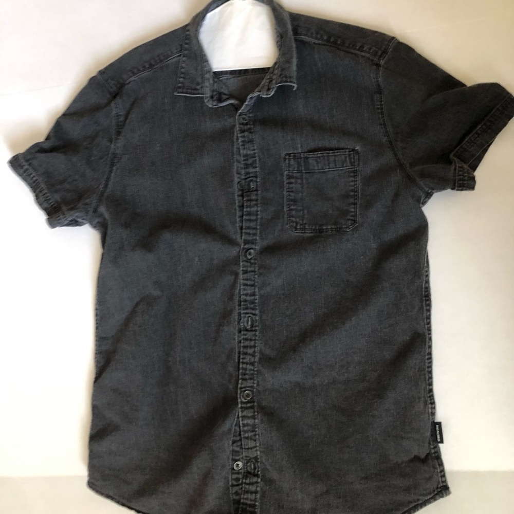 Kenneth Cole Charcoal Short Sleeve Shirt Denim